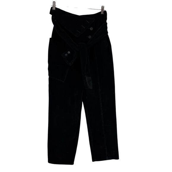 RTA NWT Margot Velvet High Rise Foldover Waist Pant Corpus Black Size S *Flaw* - Picture 3 of 13